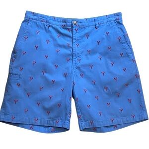 Boca Classics Men’s Lobster Print Blue Cotton Chino Shorts Size 34 Coastal
